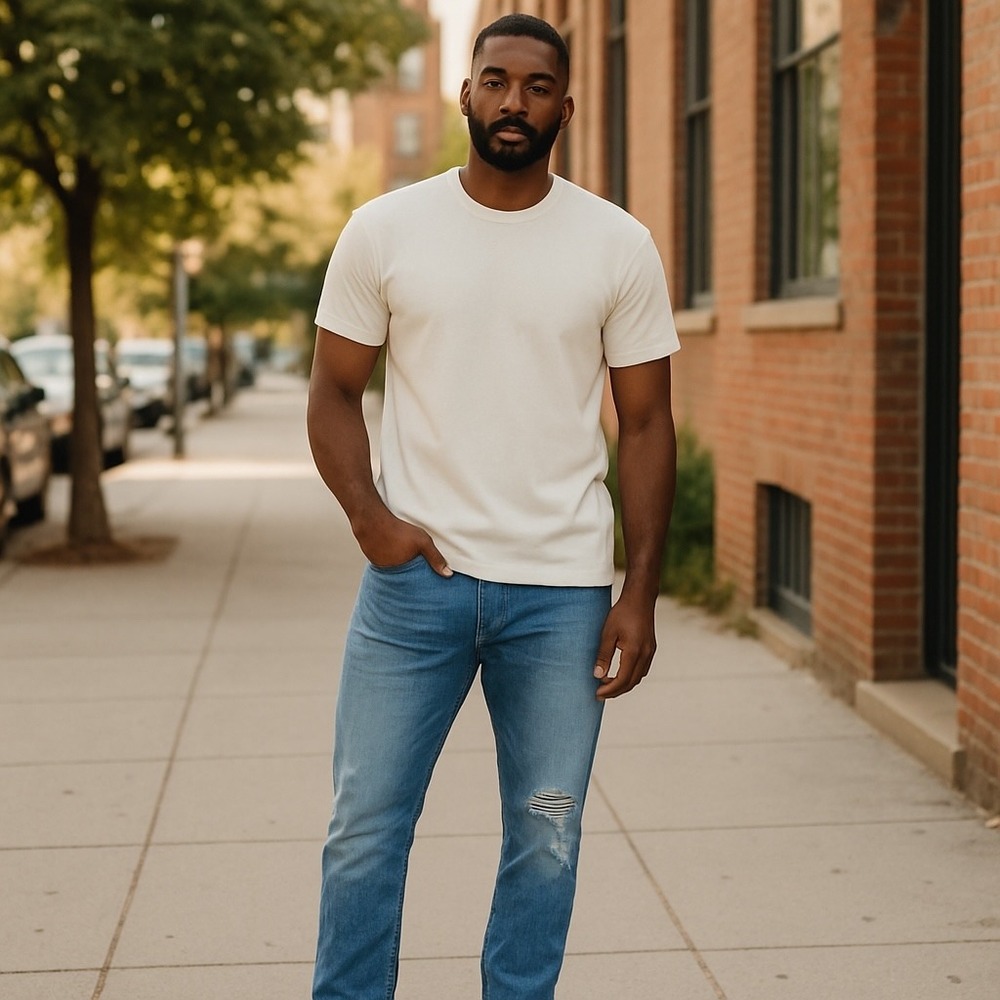 Levis 559 Relaxed Straight Jeans Distressed‎ Denim Blue Mens 38x34